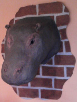 Paper Mache Hippo Head